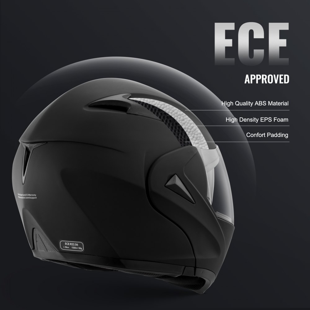 VEVOR Motorhelm zonder masker, helmmaat 59-60 cm, ABS-helmen met hoge dichtheid & Bluetooth-communicatie & verwisselbare lens, maat L, DOT-goedgekeurde comfortabele motorcrosshelm, voor jongeren en volwassenen