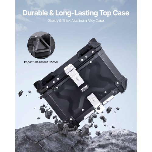 Motortopcase, 55 l topcase voor scooter, waterdicht, aluminium