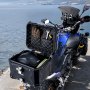 VEVOR Topkoffer voor motorfiets, 55 liter, achterkoffer van aluminiumlegering met lederen voering, afneembare topkoffer met slot en rugleuning, helmhoes (470 x 430 x 367 mm) zwart