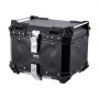 VEVOR Topkoffer voor motorfiets, 55 liter, achterkoffer van aluminiumlegering met lederen voering, afneembare topkoffer met slot en rugleuning, helmhoes (470 x 430 x 367 mm) zwart