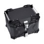 VEVOR Topkoffer voor motorfiets, 55 liter, achterkoffer van aluminiumlegering met lederen voering, afneembare topkoffer met slot en rugleuning, helmhoes (470 x 430 x 367 mm) zwart