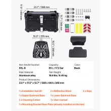 VEVOR motorkoffer topkoffer universele motortas 65L topkoffer aluminium