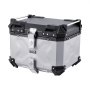 VEVOR Motorfiets Topkoffer 45L Aluminiumlegering Achterkoffer met Leren Voering, Afneembare Motorfiets Topkoffer met Slot & Rugkussen, Helmhoes (435 x 378 x 348 mm) Zilver