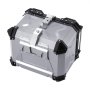 VEVOR Motorfiets Topkoffer 45L Aluminiumlegering Achterkoffer met Leren Voering, Afneembare Motorfiets Topkoffer met Slot & Rugkussen, Helmhoes (435 x 378 x 348 mm) Zilver