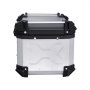 VEVOR Motorfiets Topkoffer 45L Aluminiumlegering Achterkoffer met Leren Voering, Afneembare Motorfiets Topkoffer met Slot & Rugkussen, Helmhoes (435 x 378 x 348 mm) Zilver