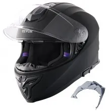 VEVOR Volgelaats Motorfietshelm Motorcross Helm, Maat M 57-58cm, Helm Gemaakt Van ABS, Ece Goedgekeurd, Comfortabele Motorcross Helm, Geschikt Voor Tieners En Volwassenen, Zwart