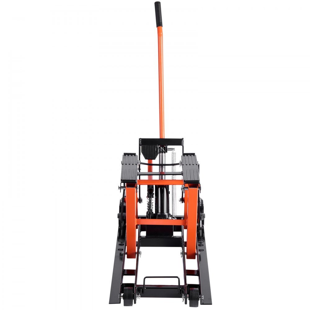 VEVOR Hydraulic Motorcycle Lift Jack, 0.7 ton Capacity ATV Scissor Lift Jack, Portable Motorcycle Lift Table with 4 Wheels, Hydraulic Foot-Operated Hoist Stand for Motorcycle ATV UTV Powersports
