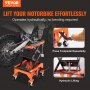 VEVOR Hydraulic Motorcycle Lift Table, 200 kg Capacity Motorcycle Scissor Jack Lift with Wide Deck, J-hooks, 4 Wheels, Hydraulic Foot-Operated Jack Stand for ATV Dirt Bikes