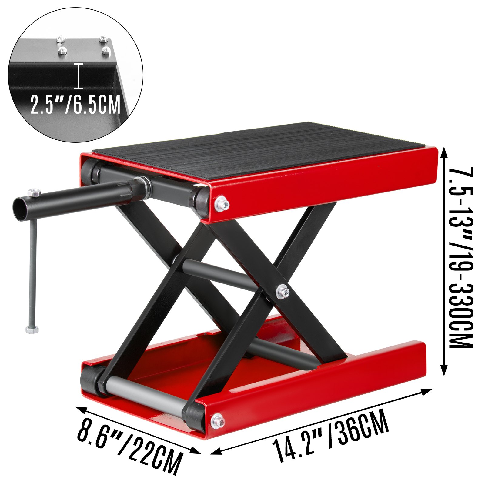 Vevor Motorfiets Krik, Motorcycle Scissor Jack, 1100 Pond 190 - 330 Mm Rood