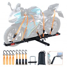 VEVOR Motorcycle Carrier Motorcycle Carrier Hitch Mount Bicycle Carrier Tailgate with Loading Ramp 272kg Loadba, Dirt Bike Trailer Hauler with Ratchet Straps for Heavy Motorcycles, Off-Road Motorcycles