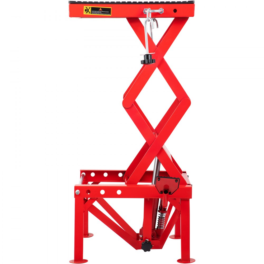 VEVOR Motorkrik Motorfietstakel, Hydraulische Hefbrug 300LBS, Motor Lift Rood, Lift Hydraulisch, Motorfiets Schaarkrik met 2 Bevestigingsriempjes, Lift Schaarlift, met Verschillende Fietsen Werken