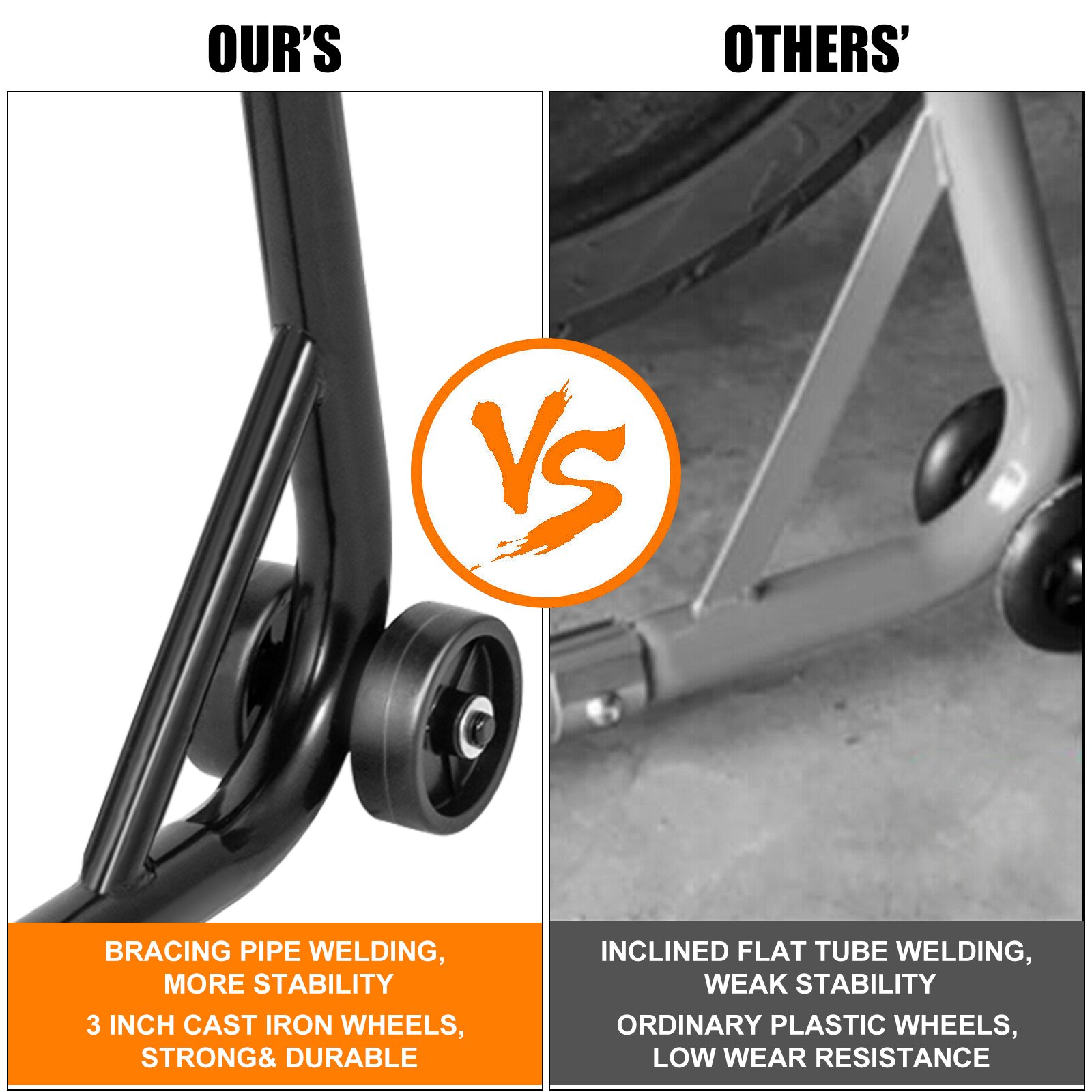 Vevor Paddockstand Achterwiel Motorcycle Rear Paddock Stands Zwart 5,45kg 4xwiel