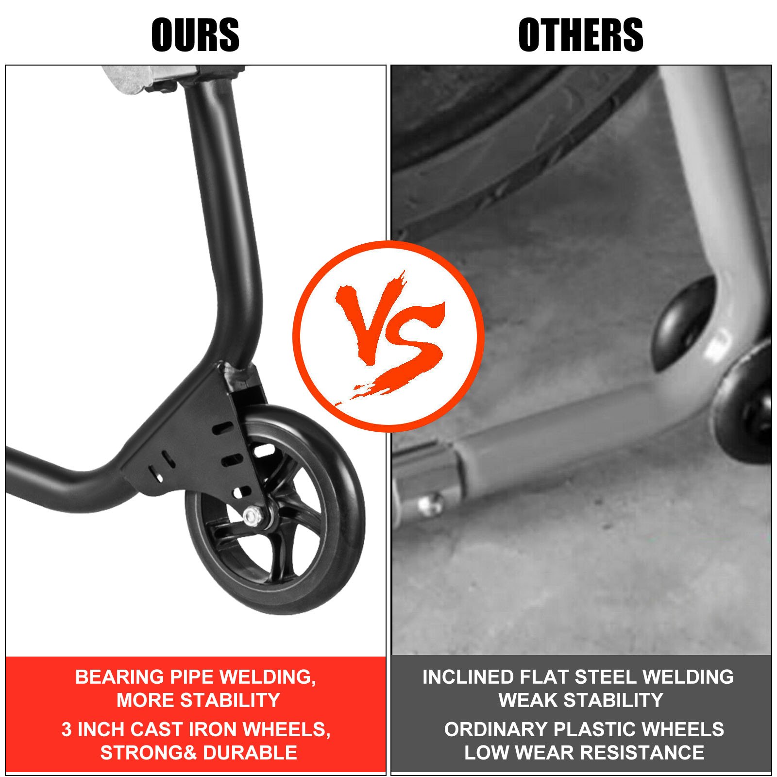 Vevor Paddockstand Achterwiel Motorcycle Rear Paddock Stands Zwart 222-349 Mm