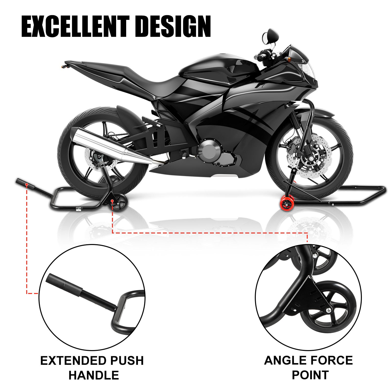 Vevor Paddockstand Achterwiel Motorcycle Rear Paddock Stands Zwart 222-349 Mm