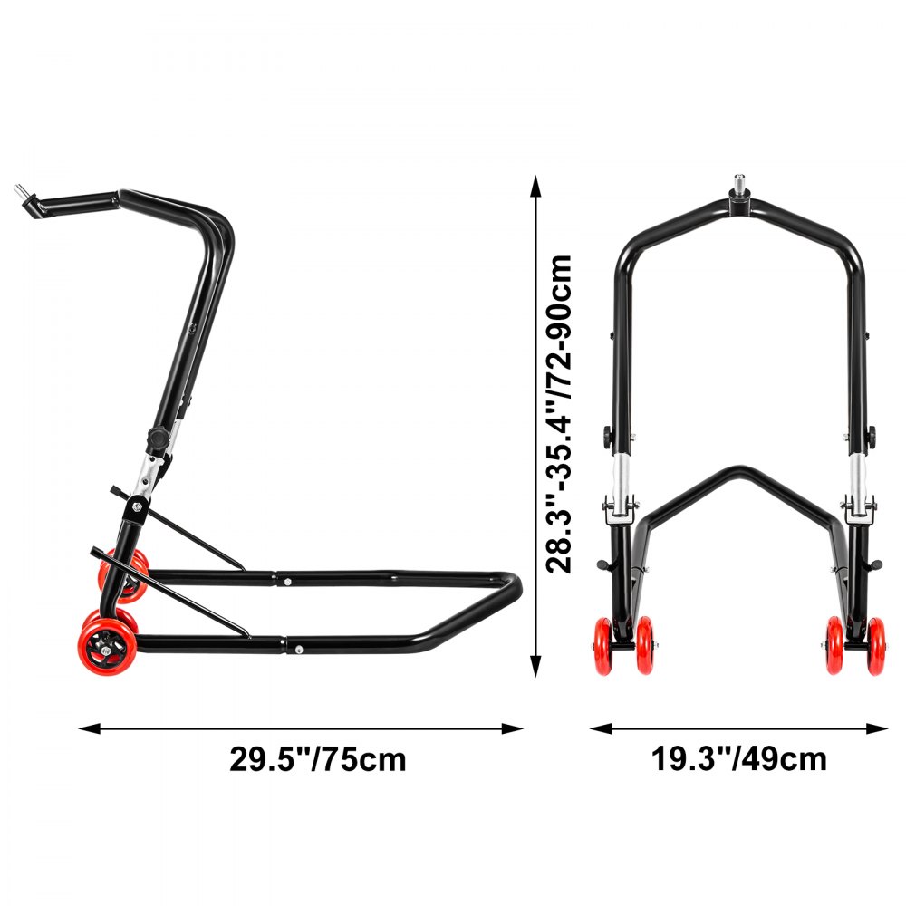 Vevor Paddockstand Voorwiel Motorcycle Front Paddock Stands Zwart Met 76 Mm Wiel