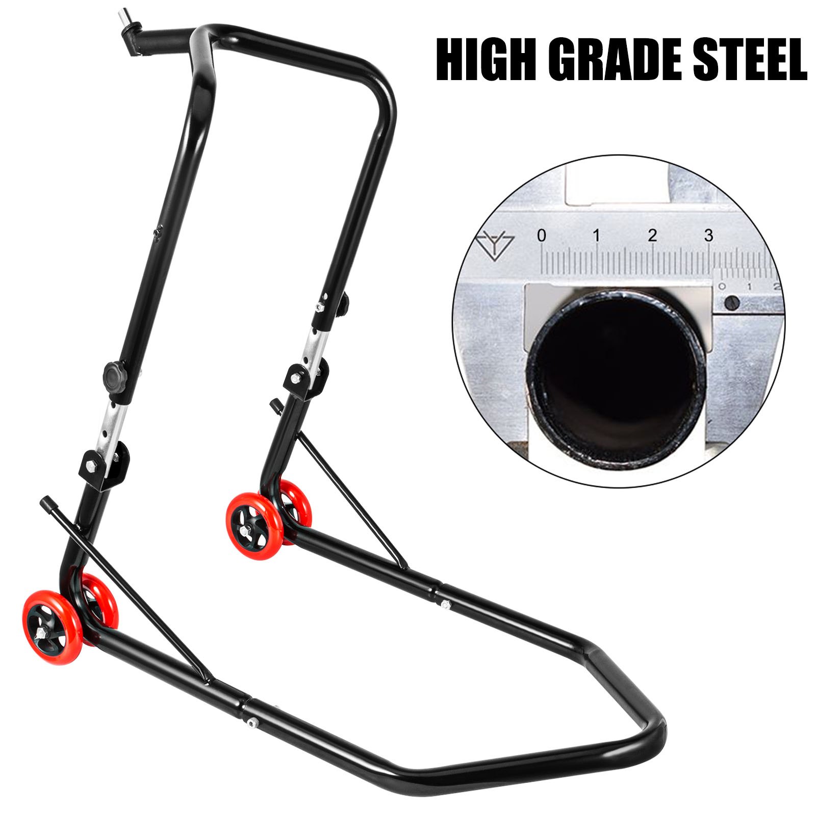 Vevor Paddockstand Voorwiel Motorcycle Front Paddock Stands Zwart Met 76 Mm Wiel