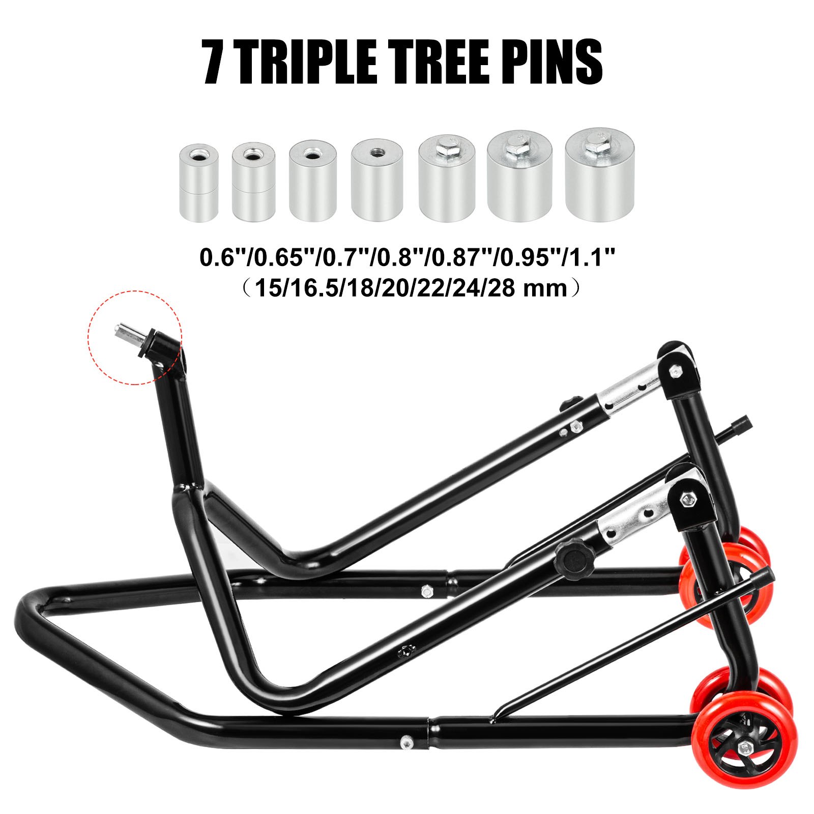 Vevor Paddockstand Voorwiel Motorcycle Front Paddock Stands Zwart Met 76 Mm Wiel