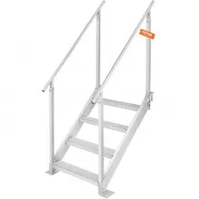 VEVOR 4-traps zwemtrap met twee leuningen, bootladder 800x1850x1750mm, zwembadladder van aluminiumlegering, trapladder, draagvermogen 250kg, pedalen 55x10cm, ideaal voor havens, boten, zwembaden