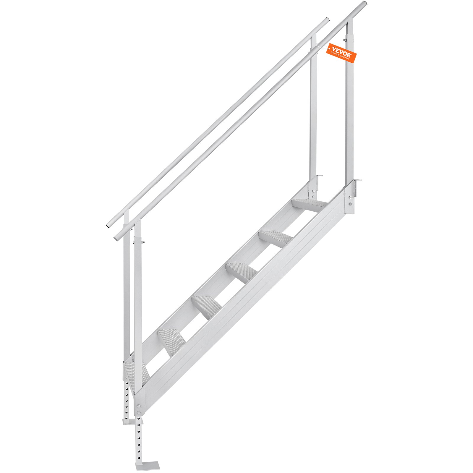 VEVOR 6-traps zwemtrap met twee leuningen, bootladder 800x1850x2092mm, zwembadladder van aluminiumlegering, trapladder belastbaar tot 250kg, 10cm pedalen, ideaal voor havens, boten, zwembaden