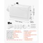 VEVOR rioolwaterpompstation 800 W 12000 l/u 10 m opvoerhoogte met 4 inlaten, wit. Geschikt voor kelders, toiletten, wastafels, wasruimtes en keukens. Zacker-pomp met zij-inlaten.