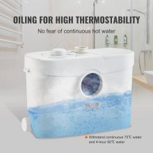 VEVOR Beschermende Waterpomp Opvoersysteem Rioolpomp 700W, 9600l/u Flow, 10M Opvoerhoogte 99% Effectief Antimicrobieel Met 3 Waterinlaten Voor Toilet, Kelder, Keuken, Gootsteen, Badkuip, Rioolafvoer, Afwasmachine