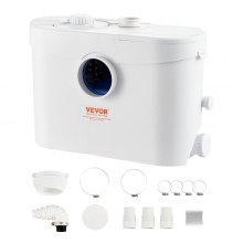 VEVOR Rioolpomp, 700W, 9600L/H Debiet, 10M Opvoerhoogte, Breker Rioolpomp met 3 Waterinlaten voor Toilet, Kelder, Keuken, Spoelbak, Bad, Afvalwaterafvoer, Vaatwasser