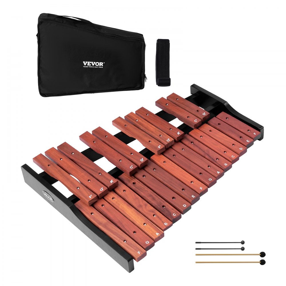 VEVOR Glockenspiel, 25 noten, professioneel houten xylofoon-percussie-instrument met 4 stokken, 1200D Oxford draagtas, ideaal voor het leren, oefenen en uitvoeren van popliedjes.