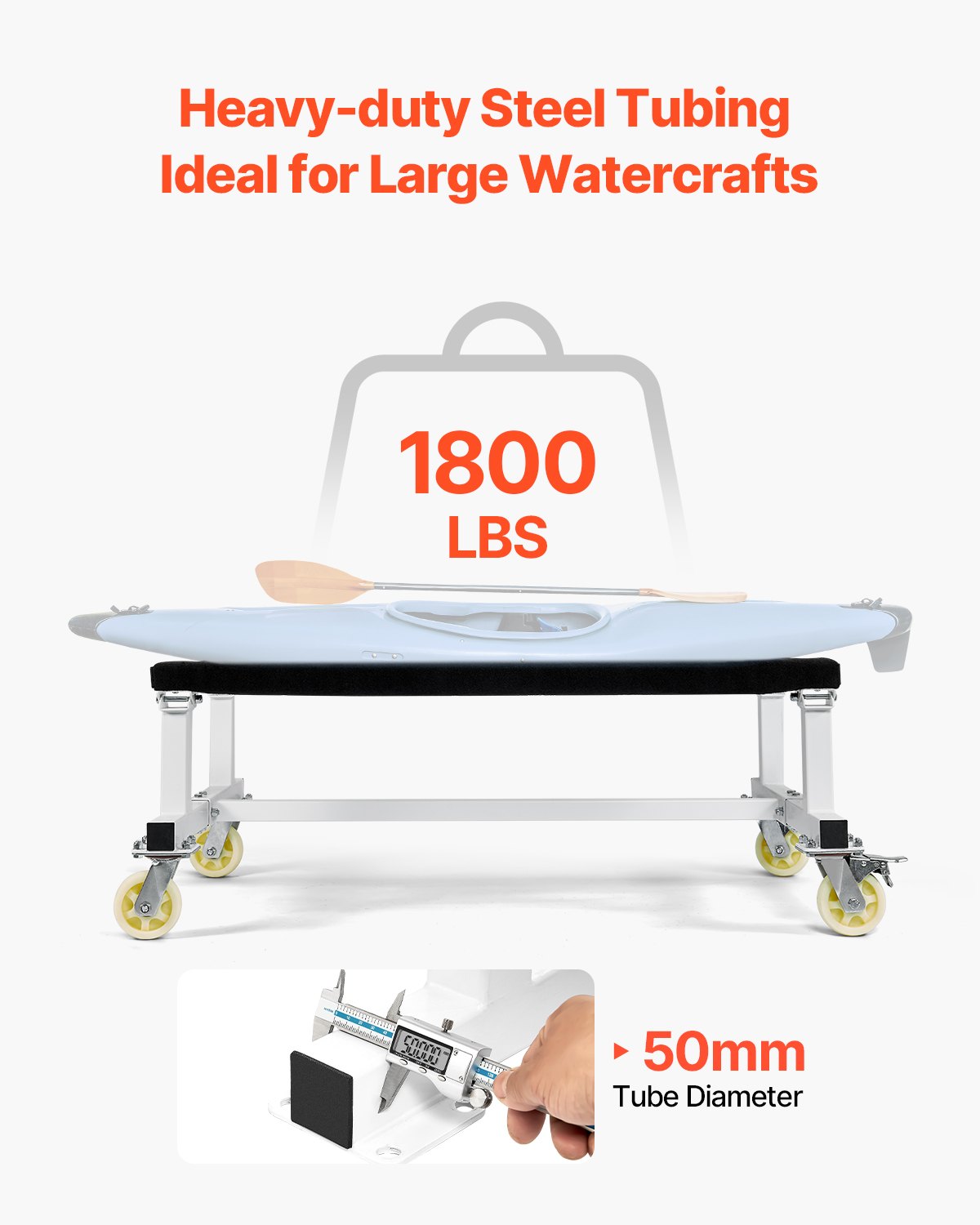 VEVOR Jet Ski Dolly, 816 kg, Botenkar, Kajaktransportkar voor bewegende watervaartuigen, Vaste ligplaats met 4 zwenkwielen en 2 remmen, Lanceerkar voor kajaks, hovercrafts, speedboten