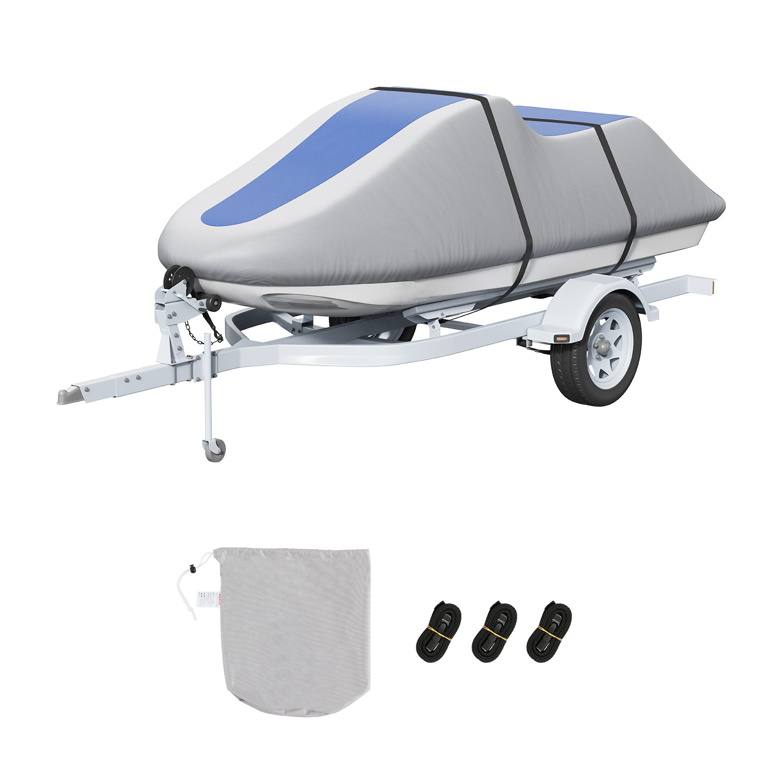 VEVOR Jet Ski Cover, 3200-3420 mm trailerbare waterdichte PWC-hoes, robuuste 600D PU Oxford-stof van maritieme kwaliteit, UV-bestendige Seadoo-hoes met gespen, persoonlijk waterbestendig