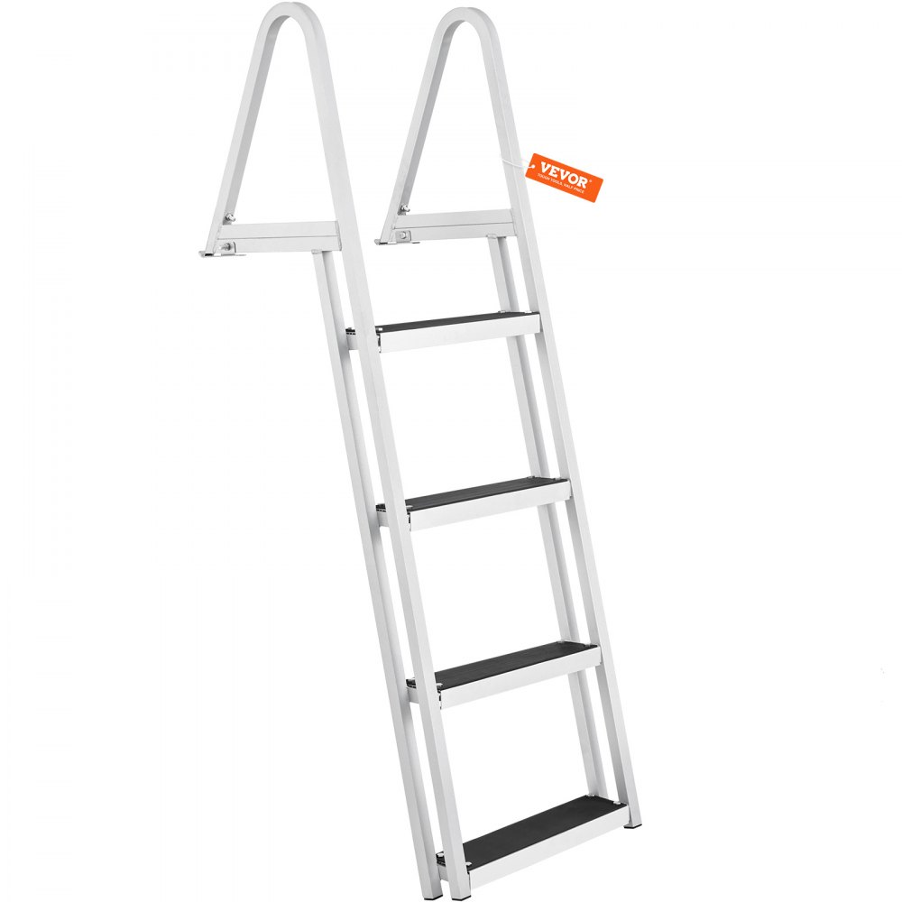 VEVOR steigerladder in de kleur wit met vier antislip treden en stevige handgrepen.