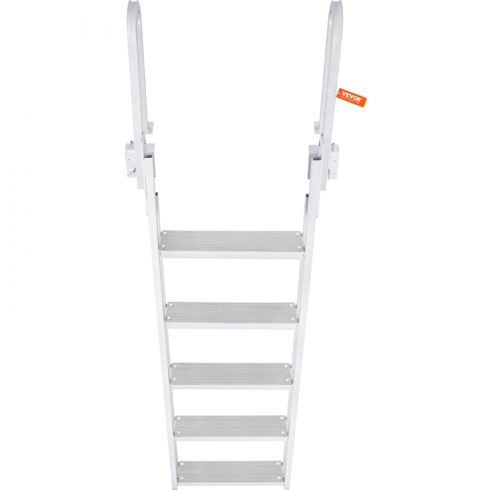 VEVOR Dock Ladder, 5-traps opvouwbare, 350 lbs aluminium pontonbootladder met brede treden en antislip sporten, zwevende tredenladder voor het instappen op schepen/meren/zwembaden/oceaan