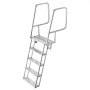 VEVOR opvouwbare aanlegsteigerladder, bootladder met 5 antislip treden, brede pedalen en leuning, draagvermogen 159 kg, aluminiumlegering zwembadladder, toegangsladder voor aanlegsteigers, zwembaden, meren, jachten, zilver
