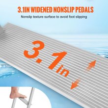 VEVOR Dockladder 3 verwijderbare treden 500lb laadvermogen Aluminium pontonbootladder met 3,25" brede trede en antislip rubberen mat voor het aan boord gaan van schepen/meren/zwembaden