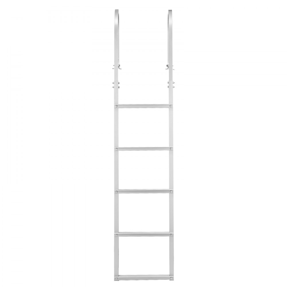 VEVOR Dock Ladder 5 afneembare treden, draagvermogen 227 kg, aluminiumlegering pontonbootladder met 8 cm brede treden en antislip rubberen mat, voor het betreden van schepen/meren/zwembaden/oceanen