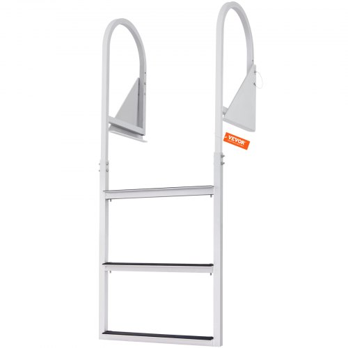 VEVOR Dockladder Opklapbaar 3 treden, 159 kg laadvermogen Aluminium pontonbootladder met 5 cm brede trede en antislip rubberen mat Eenvoudig te installeren voor schip/meer/zwembad