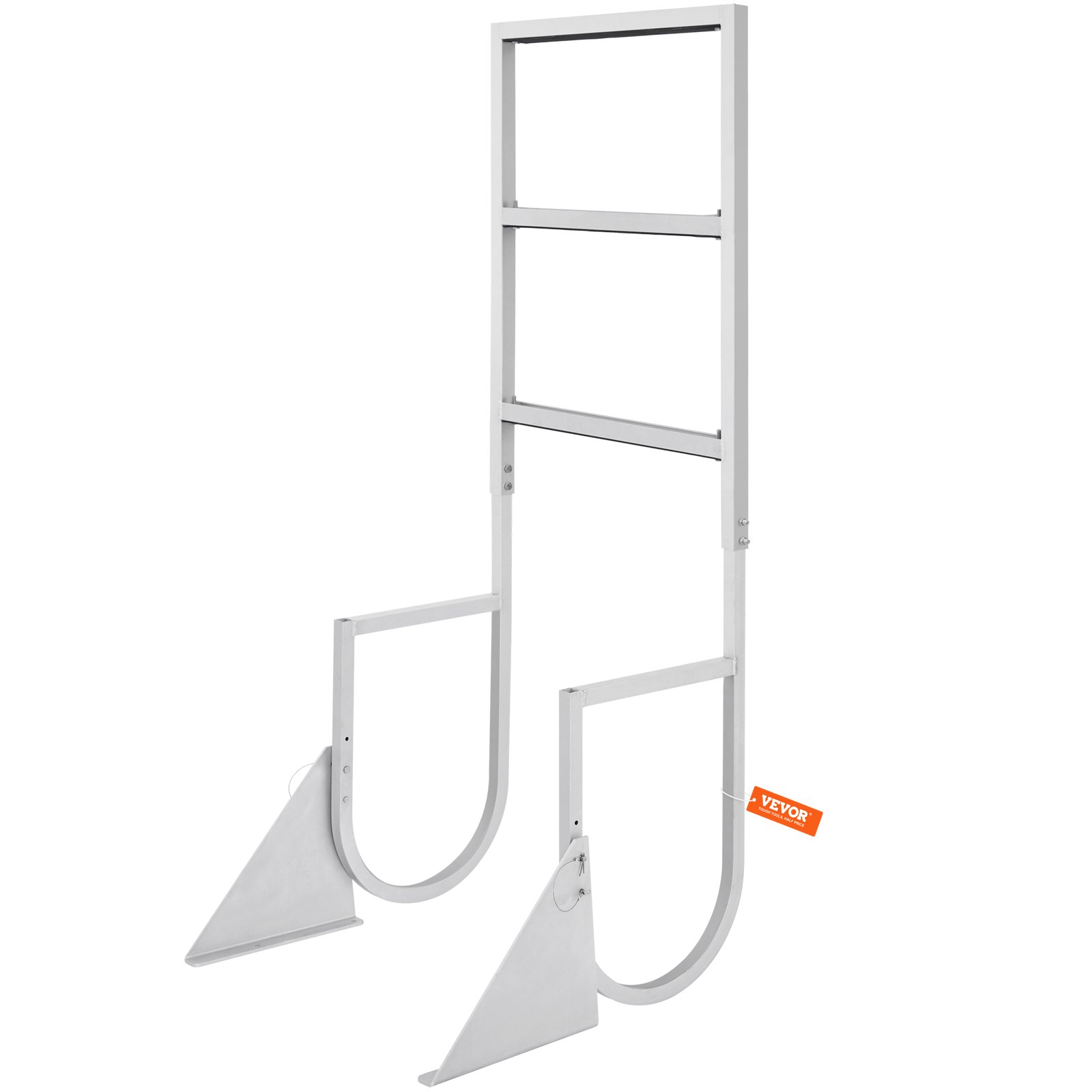 VEVOR Dockladder Opklapbaar 3 treden, 159 kg laadvermogen Aluminium pontonbootladder met 5 cm brede trede en antislip rubberen mat Eenvoudig te installeren voor schip/meer/zwembad