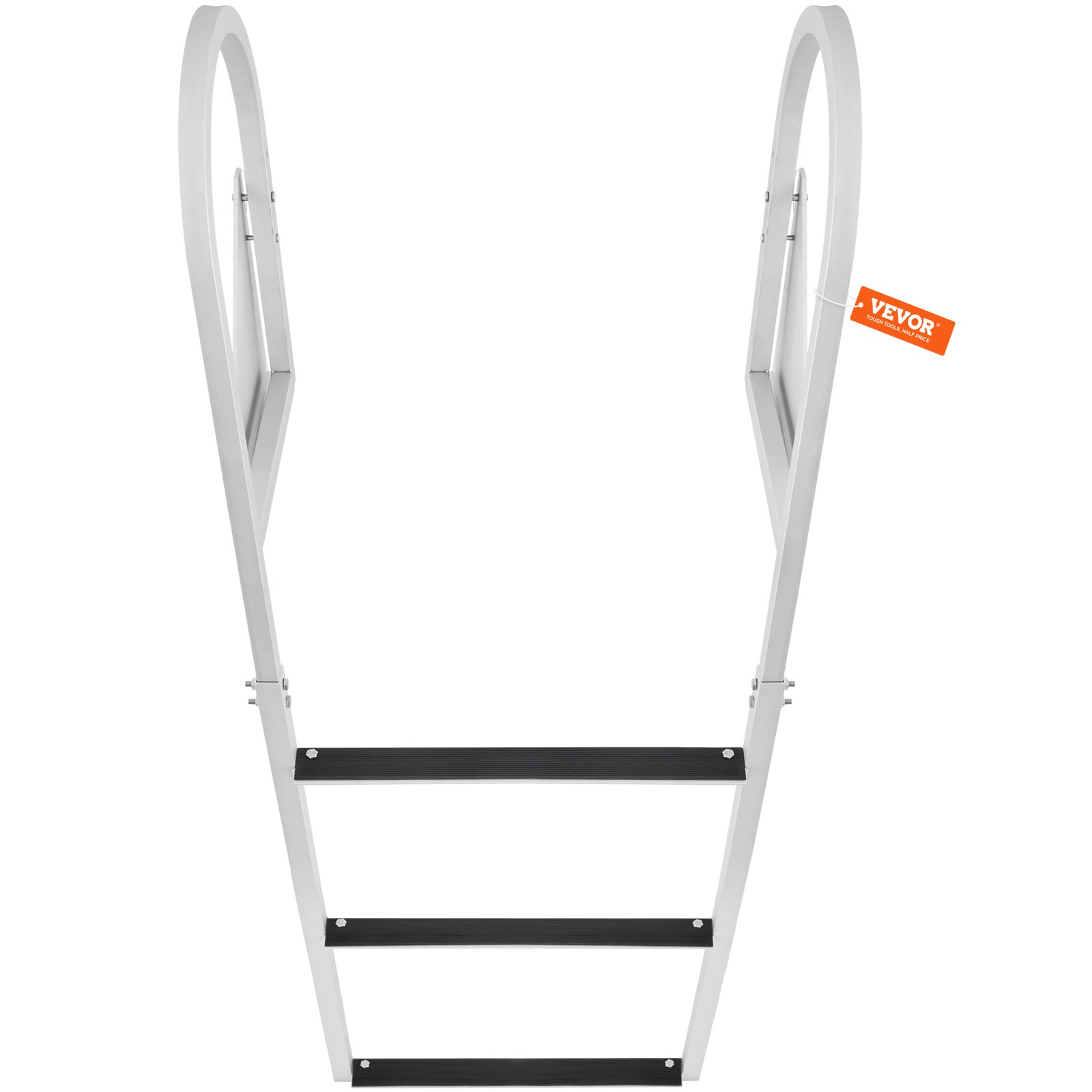 VEVOR Dockladder Opklapbaar 3 treden, 159 kg laadvermogen Aluminium pontonbootladder met 5 cm brede trede en antislip rubberen mat Eenvoudig te installeren voor schip/meer/zwembad