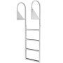 VEVOR steigerladder met vier zwarte treden en gebogen handgrepen, vastgezet met pennen, in zilveren afwerking.