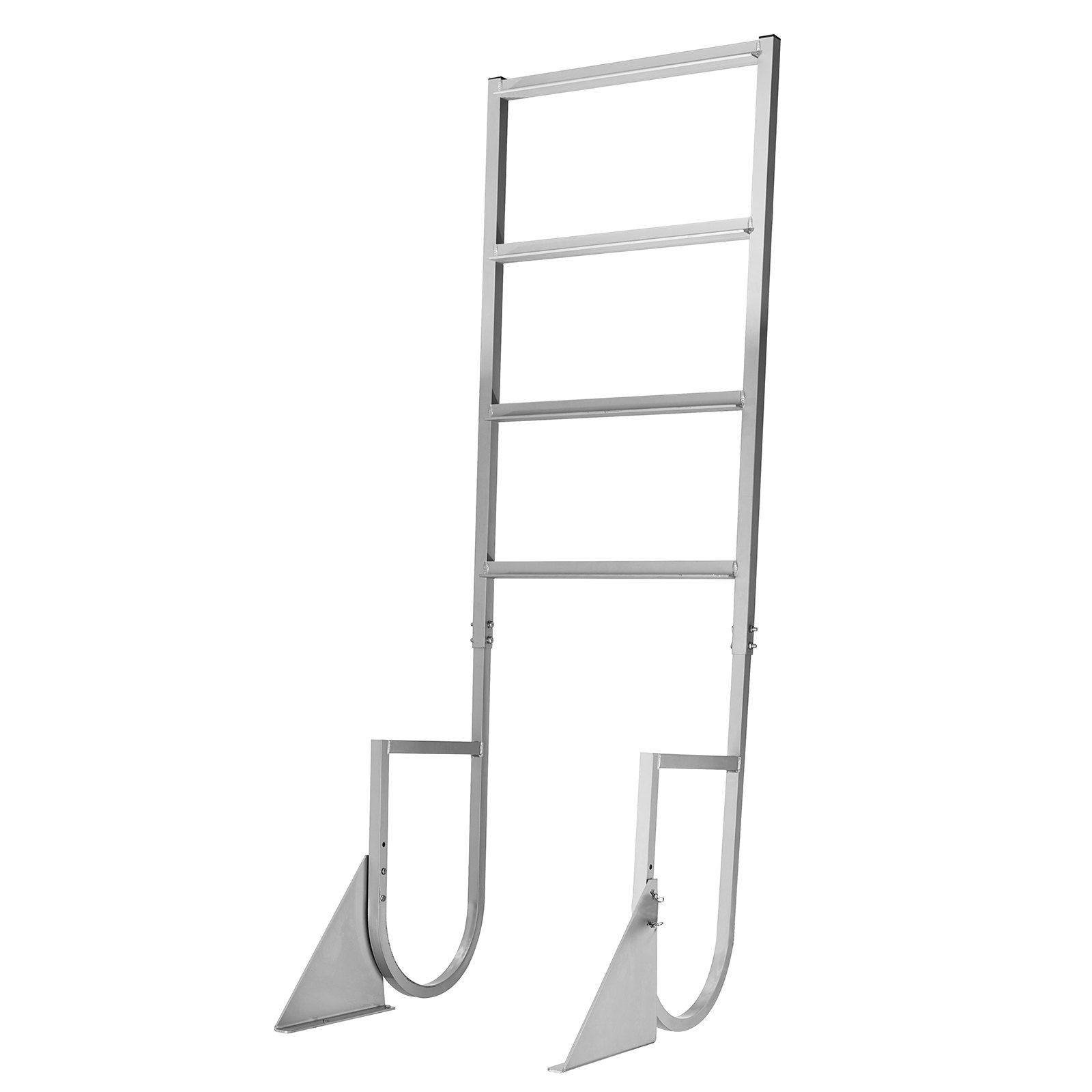 VEVOR Opvouwbare aanlegsteigerladder, bootladder met 4 antislip treden, brede pedalen en leuning, zwembadladder met een draagvermogen van 159 kg, gemaakt van aluminiumlegering, toegangsladder voor steigers, zwembaden, meren en boten, zilverkleurig