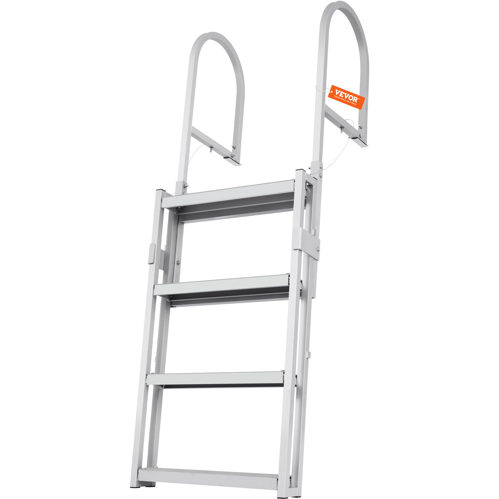 VEVOR Dock Ladder 4 intrekbare treden, draagvermogen 159 kg, pontonbootladder van aluminiumlegering met verstelbare hoogte van 1400-1705 mm, 10 cm brede trede voor het betreden van schepen/meren/zwembaden