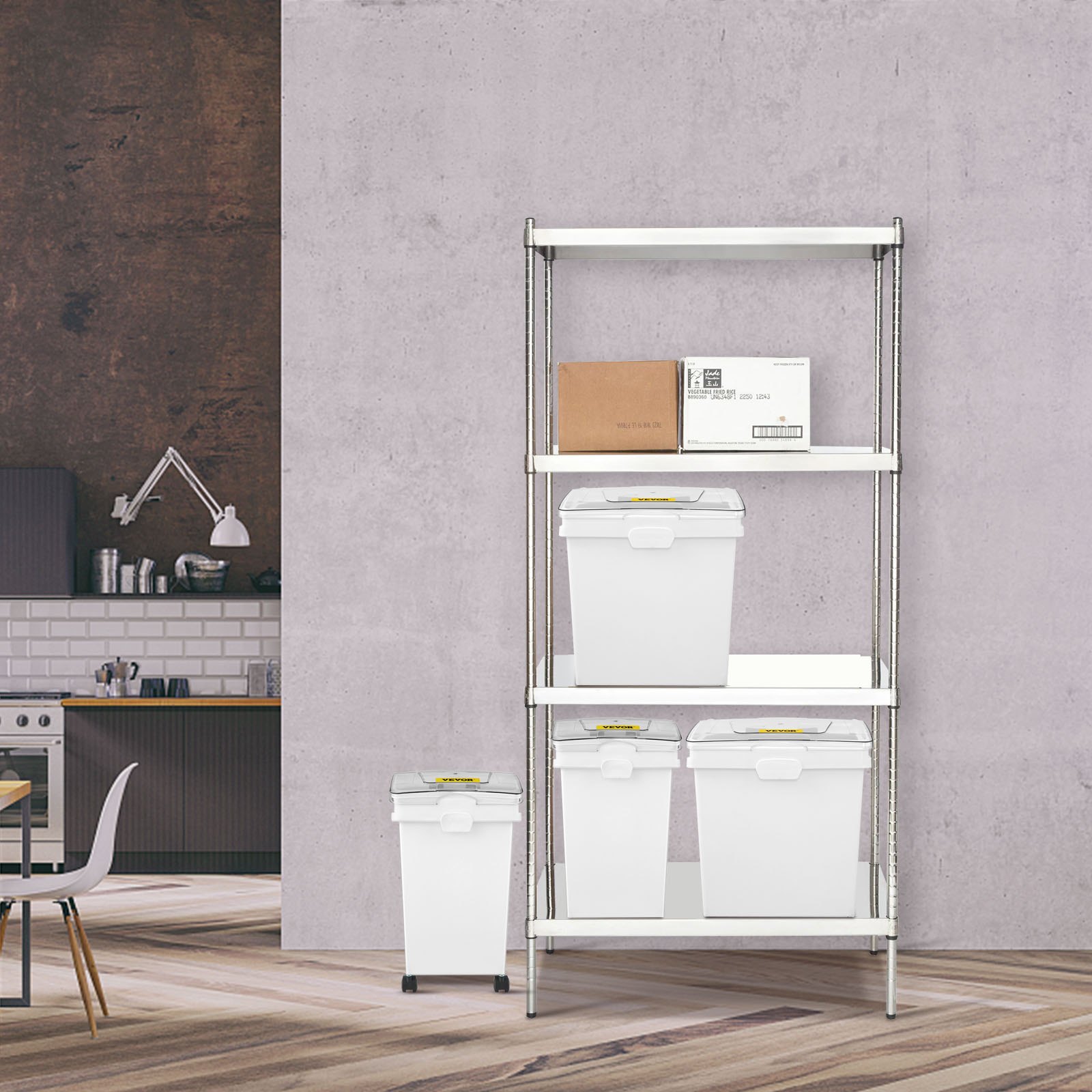 VEVOR Opbergbox op Wielen 4 Stuks Voorraaddozen met Deksel 40Lx2 + 25Lx2 Keuken Granen Bewaardozen Rijst Voorraaddoos Vershouddozen voor Voedselbehoud, Ontbijtgranen, Pasta, Rijst, Gedroogde Producten