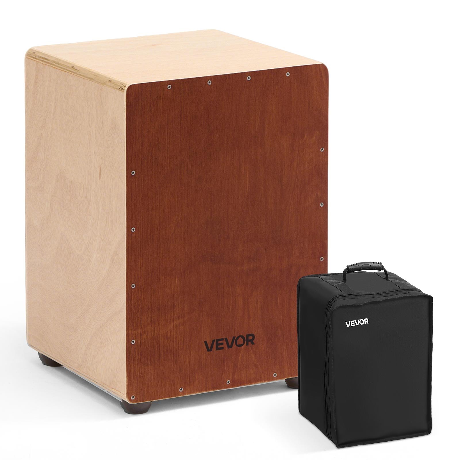 VEVOR Cajon Box Drum, with Internal Snare Wires, Lightweight Wooden Percussion Box, Portable Birch Wood Drum Musical Instrument with Travel Bag, for Beginners and Professionals, 12 x 12 x 17 Inches