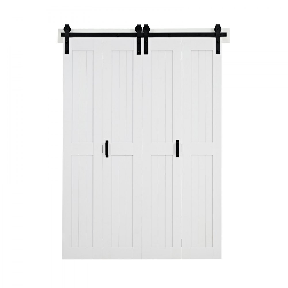 VEVOR vouwschuifdeur in schuurdeurstijl 1219x2134 mm, gemaakt van MDF, inclusief beslagset, ruimtebesparend H-frame ontwerp en voorgemonteerde panelen, vouwschuifdeur voor slaapkamer en woonkamer, wit
