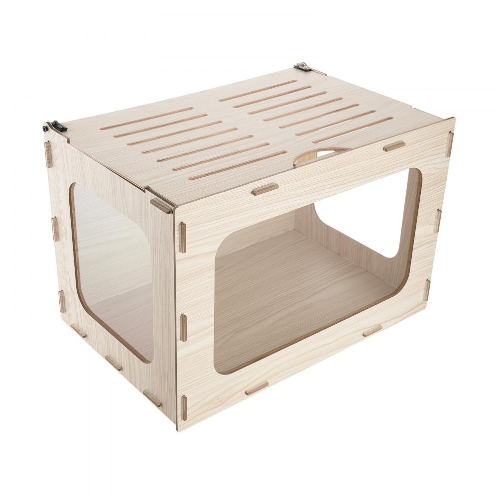 VEVOR Hamsterkooi, Knaagdierkooi, Knaagdierverblijf, Houten Hamsterkooi, 605x405x405mm, Kijkvenster van 270°, Knaagdierbestendig met Deksel en Ventilatie, voor Goudhamsters, Dwerghamsters, Cavia's en Gerbils