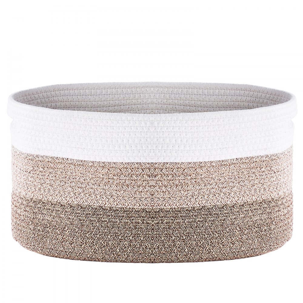 VEVOR Cotton Rope Basket, 22L, 3 Packs Storage Basket, Woven Basket Bins with Handles, Decorative Shelf Organizer Towel Hamper, Boho Toy Basket for Organizing Books Clothes Living Room 15 x 10 x 9 in
