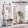 VEVOR Hall Tree, Wooden Hall Tree with Bench and Shoe Storage, White Hall Tree with Coat Rack, Adjustable Shelves and 5 Hanging Hooks, Mudroom Furniture with 4 Storage Drawers, for Entryway & Hallway