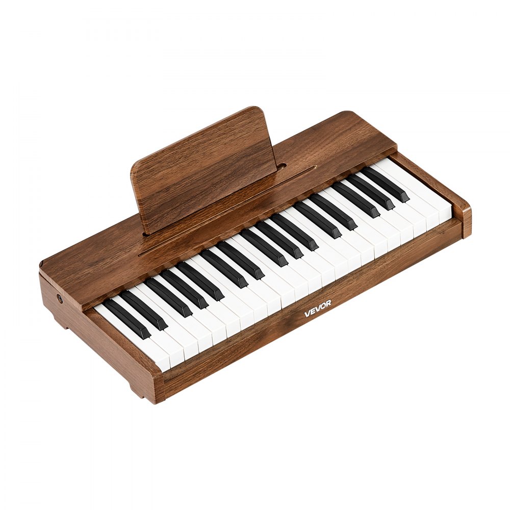 VEVOR Kinderkeyboard, 37 toetsen, digitale houten piano voor kinderen vanaf 3 jaar, mini-muziekinstrument met realistisch geluid, dubbele voeding, regelbaar volume, vroege muzikale educatie, walnoot