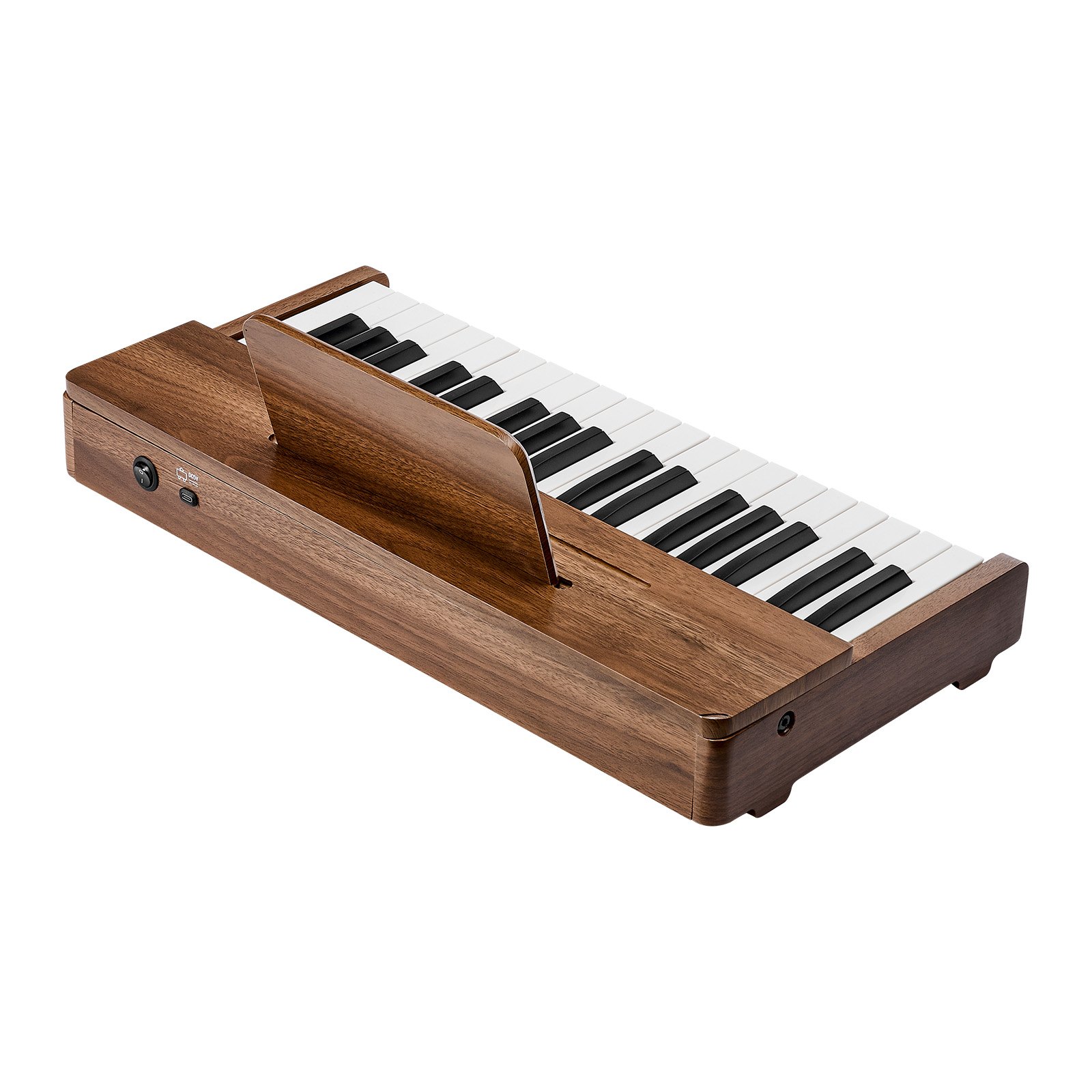 VEVOR Kinderkeyboard, 37 toetsen, digitale houten piano voor kinderen vanaf 3 jaar, mini-muziekinstrument met realistisch geluid, dubbele voeding, regelbaar volume, vroege muzikale educatie, walnoot
