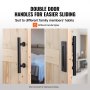 double wooden doors with black VEVOR barn door kit handles for easier sliding and accessibility.