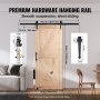 VEVOR Barn Door and Hardware Kit, 36" x 84" Wood Sliding Barn Door, Smoothly and Quietly, Barn Door Kit with 8-in-1 Floor Guide and Door Handle, Spruce Wood Panelled Slab, Easy to Install